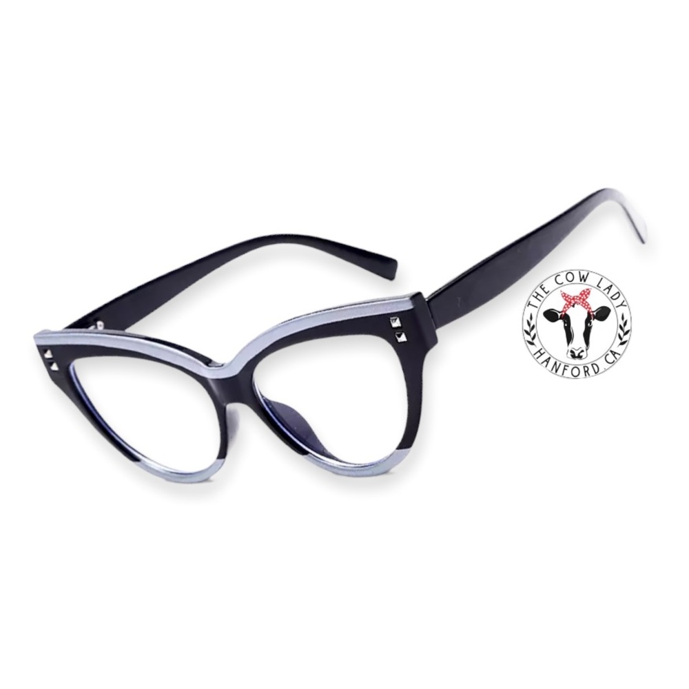 Black Retro Blue Light Shades Fashion Glasses Retro Rockabilly Librarian NEW